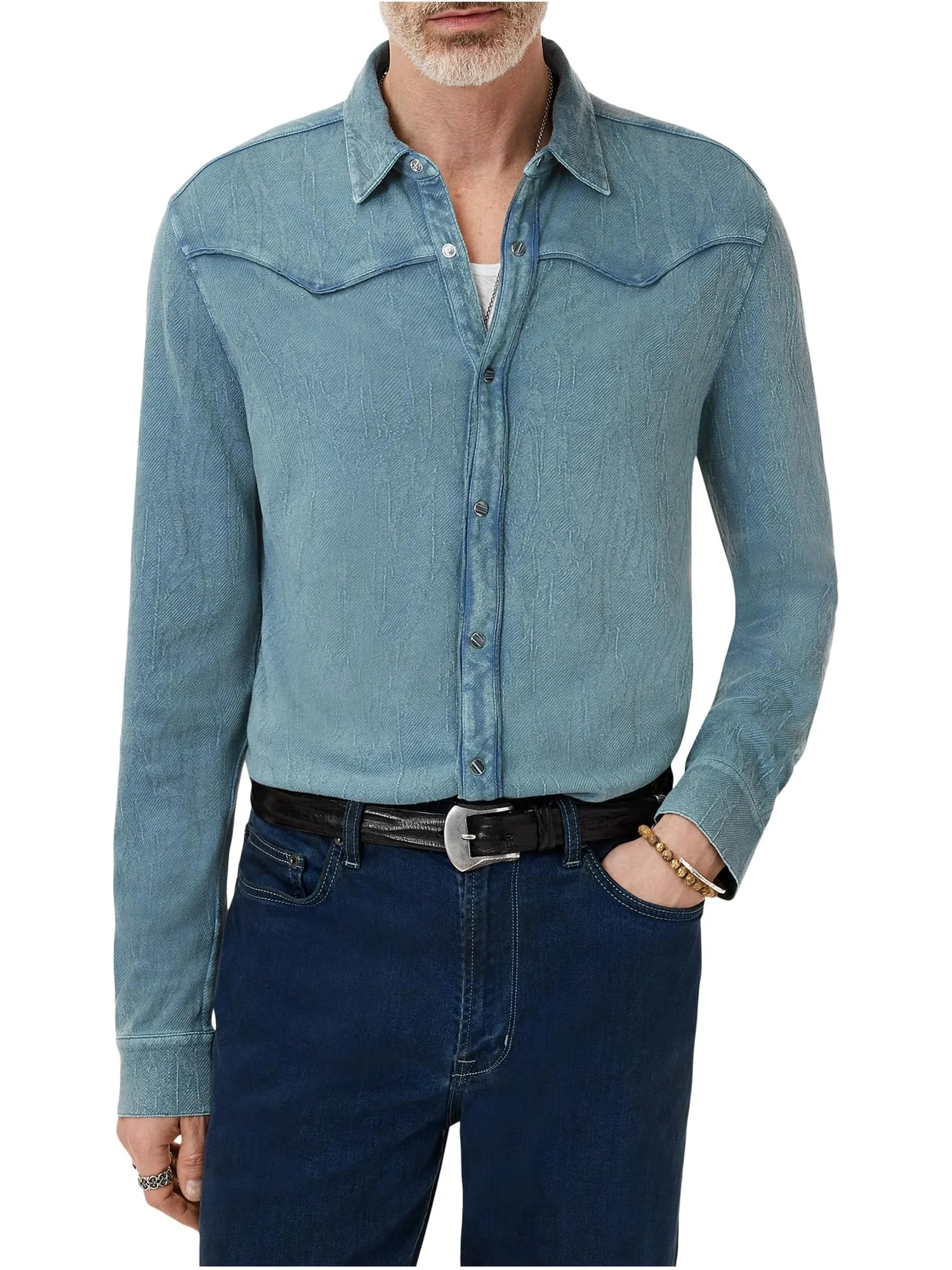 Мужская рубашка Miner Western K6943F25 John Varvatos, Demin Hthr — серый
