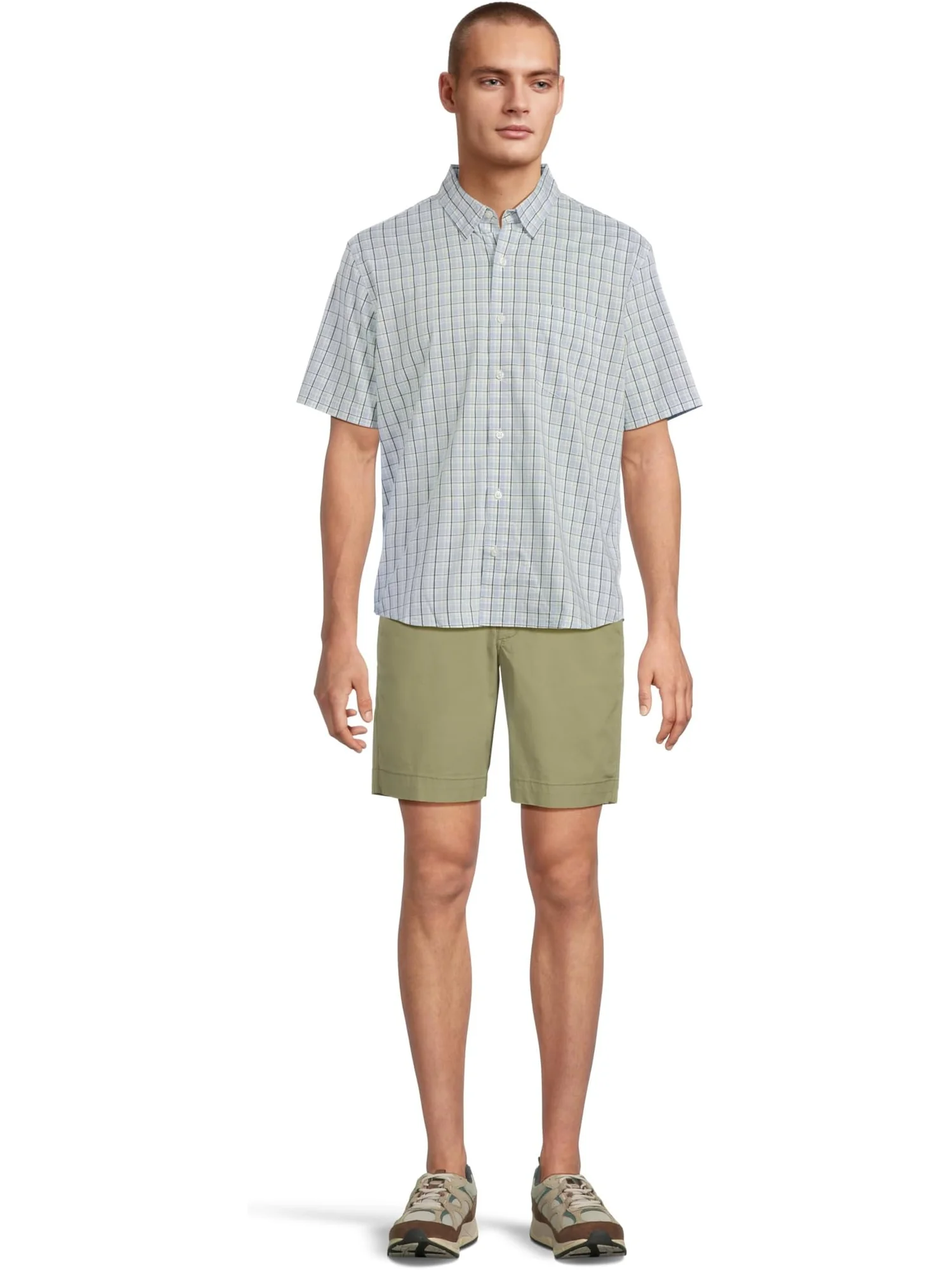 Мужская рубашка Comfort Stretch Performance, короткий рукав, слегка приталенная, в клетку L.L.Bean — 5