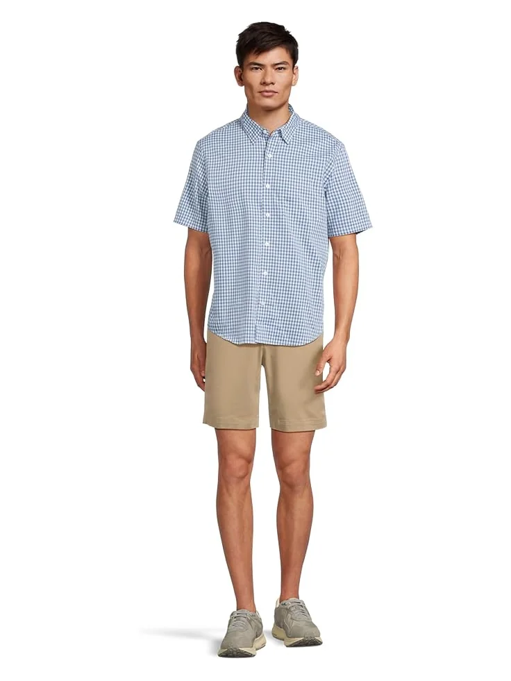 Мужская рубашка L.L.Bean Comfort Stretch Performance, короткий рукав, слегка приталенная, в клетку — 5
