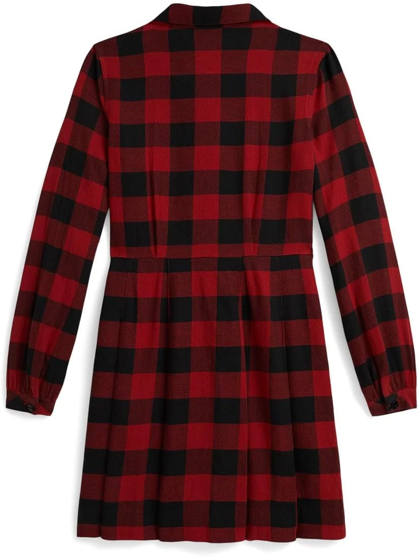 Платье из хлопкового твила в клетку буффало Polo Ralph Lauren Kids — 2