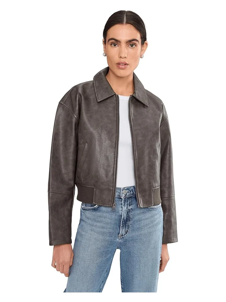 Женская куртка-бомбер Levi's Faux Leather With Laydown Collar — 1