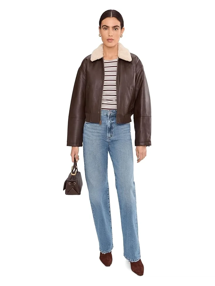 Женская куртка-бомбер Levi's из искусственной кожи с воротником из шерпы — 2