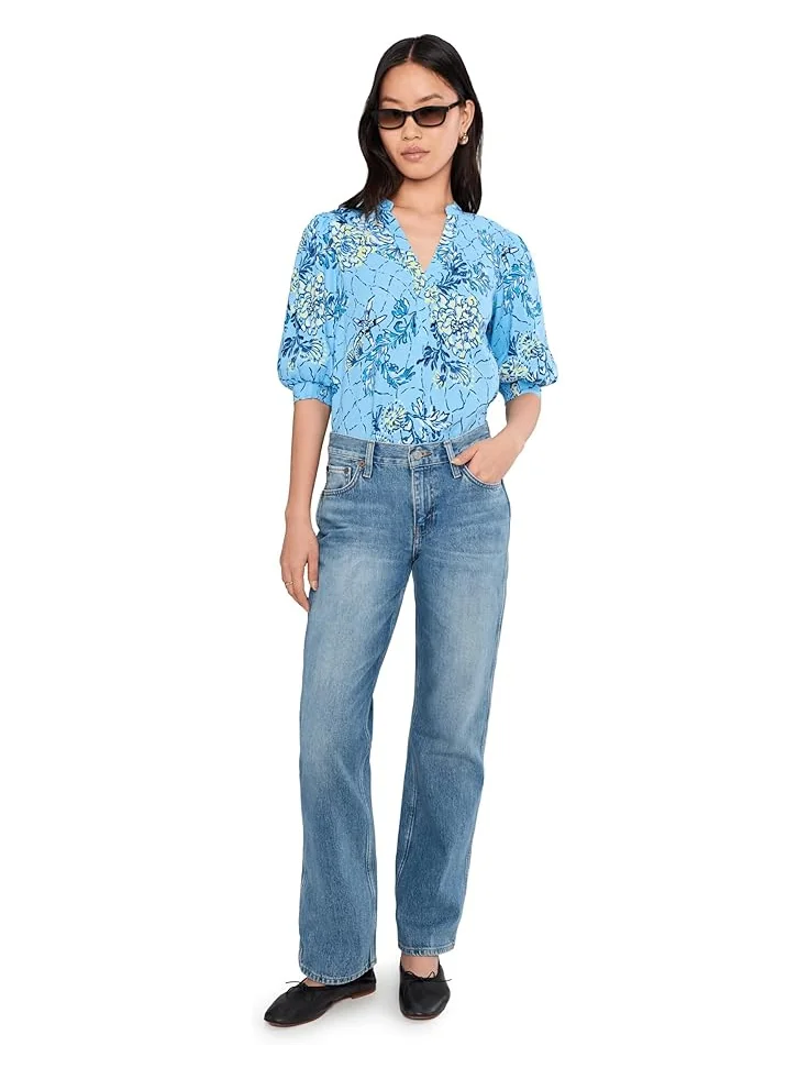 Женская блуза Lilly Pulitzer Mialeigh с рукавом три четверти из льна — 2