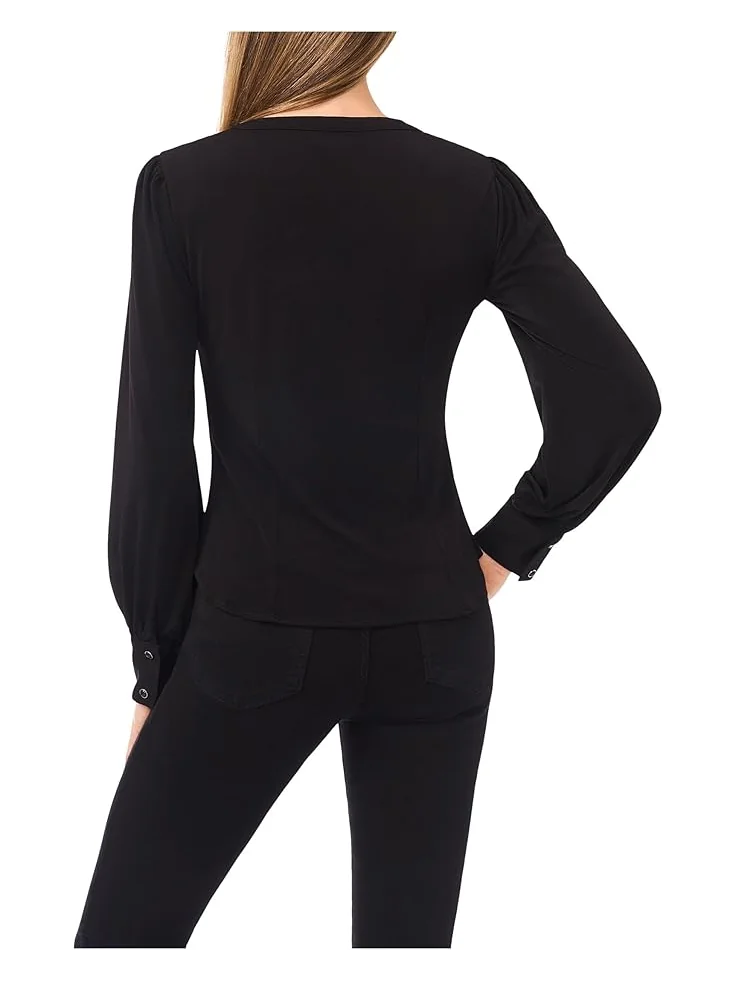 Женская блузка CeCe Long Sleeve V-Neck Shirred Button Down Knit — 2