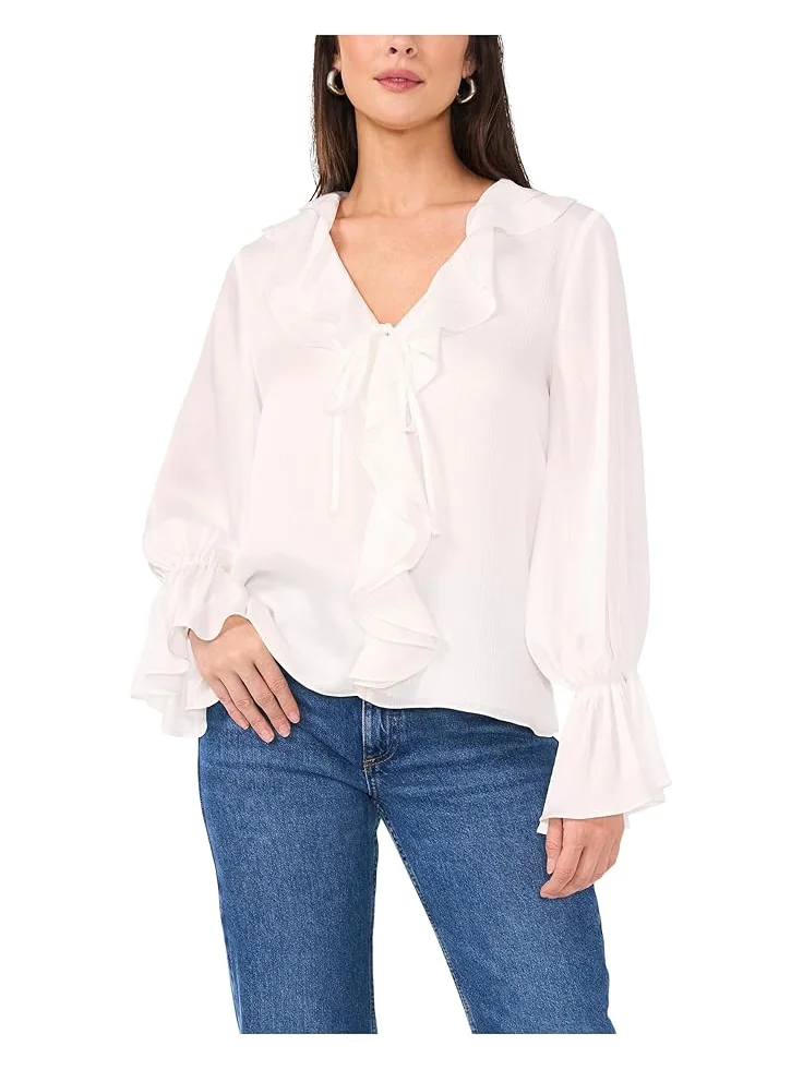 Женская блузка Vince Camuto Double Ruffle Front V-Neck с оборками на манжетах — 1