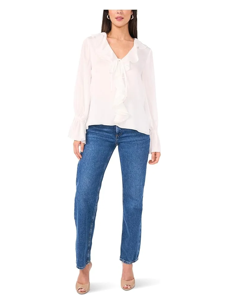 Женская блузка Vince Camuto Double Ruffle Front V-Neck с оборками на манжетах — 3