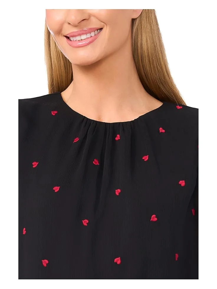 Женская блузка CeCe 3/4 Sleeve Shirred Neck Embroidery Hearts — 3