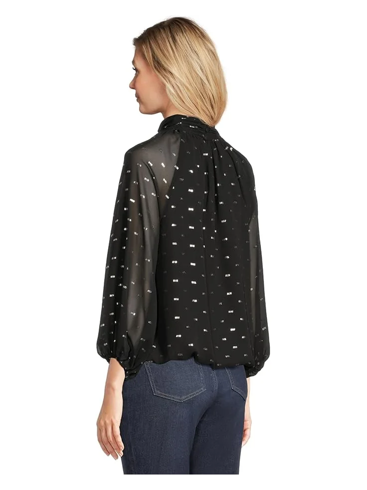 Женская блузка с воротником-стойкой и длинными рукавами Vince Camuto Mock Neck Wrapped — 3