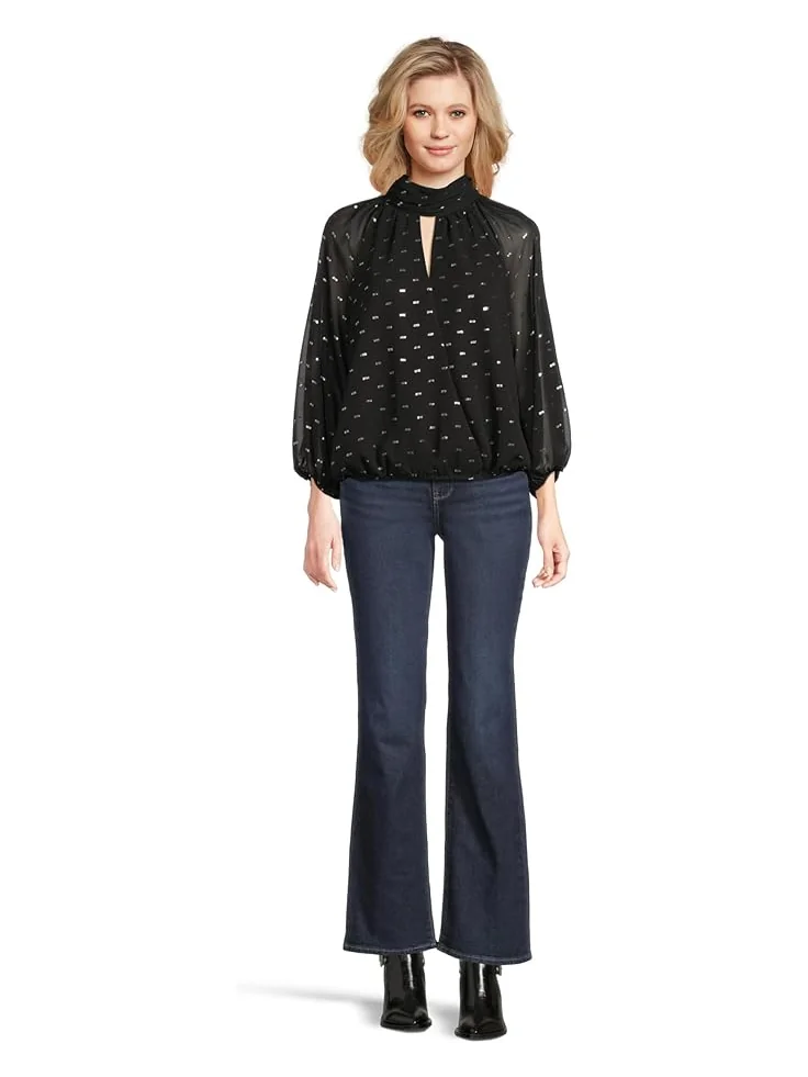Женская блузка с воротником-стойкой и длинными рукавами Vince Camuto Mock Neck Wrapped — 5