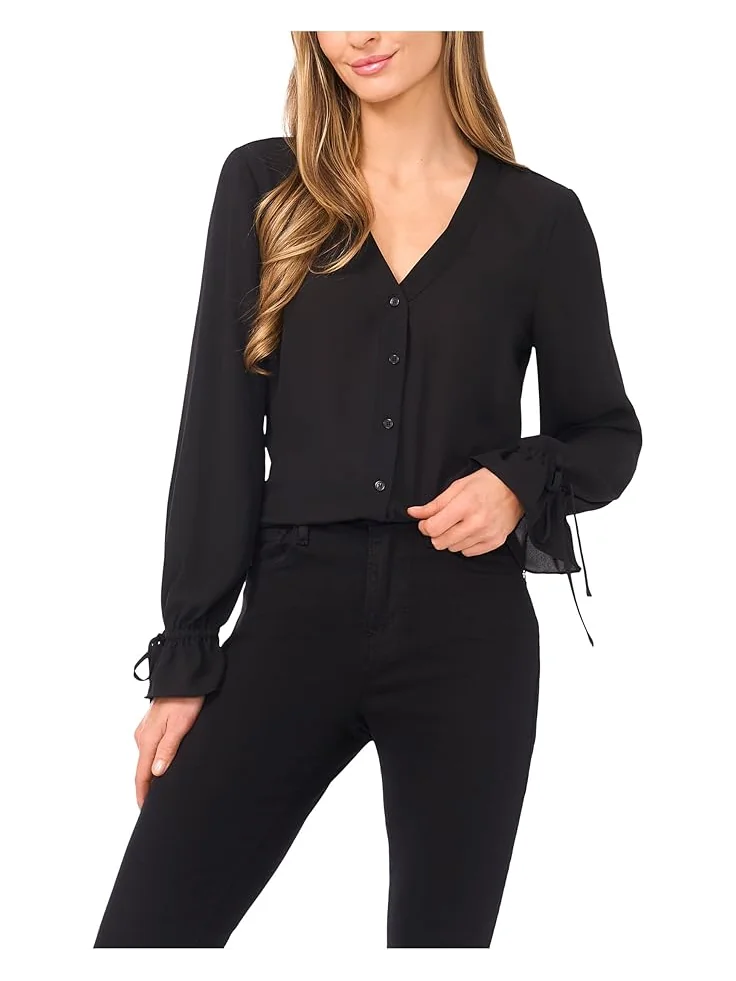 Женская блузка CeCe V-Neck Button Front Long Sleeve — 1