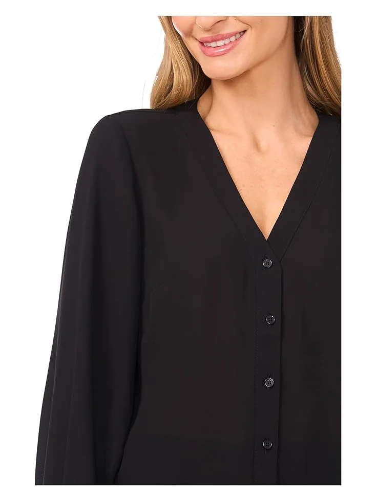 Женская блузка CeCe V-Neck Button Front Long Sleeve — 3