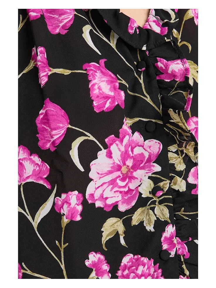 Женская блузка CeCe Floral Ruffled Front V-Neck — 5