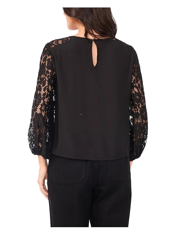 Женская блузка Vince Camuto Crew Neck с кружевными рукавами и длинным рукавом — 2