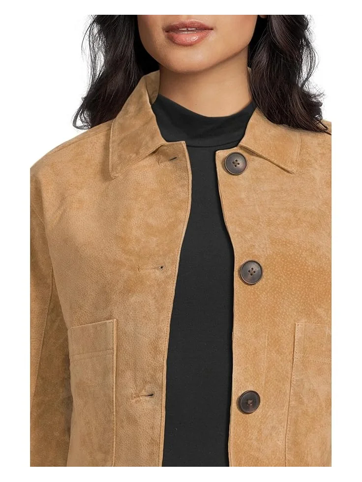 Женский укороченный блейзер Blank NYC Real Suede — 4