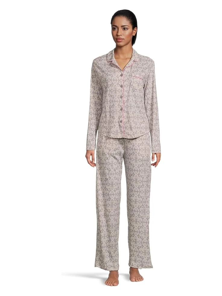 Женский пижамный комплект Karen Neuburger Petite Novelty Long Sleeve Girlfriend, Brocade Vines — мульти