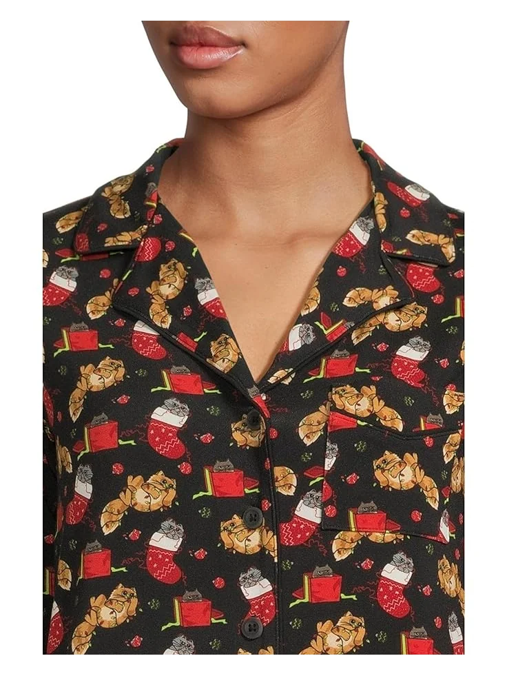 Женский пижамный комплект MeUndies Long Sleeve Modal, Whisker Wonderland — 4