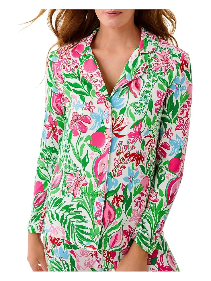 Женская пижама Lilly Pulitzer Pj Knit Long Sleeve Button-Up Top — 1