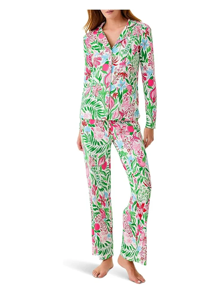 Женская пижама Lilly Pulitzer Pj Knit Long Sleeve Button-Up Top — 4