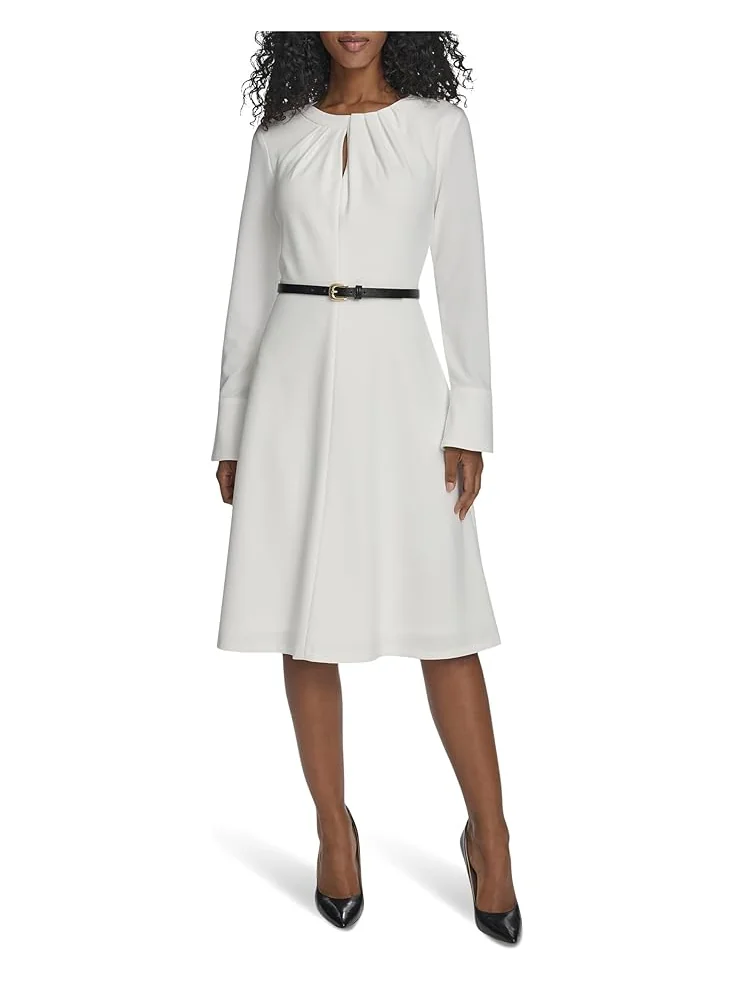 Женское платье Calvin Klein Long Sleeve Scuba Crepe Belted Alne — 1
