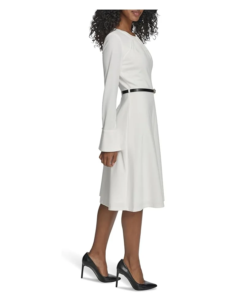 Женское платье Calvin Klein Long Sleeve Scuba Crepe Belted Alne — 2
