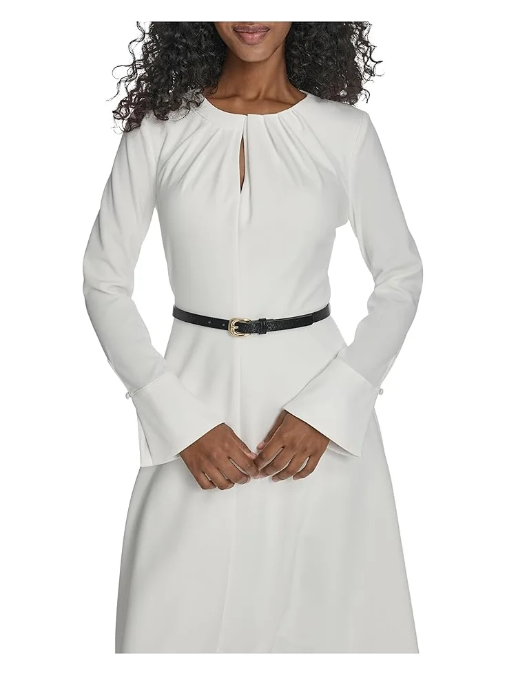 Женское платье Calvin Klein Long Sleeve Scuba Crepe Belted Alne — 4