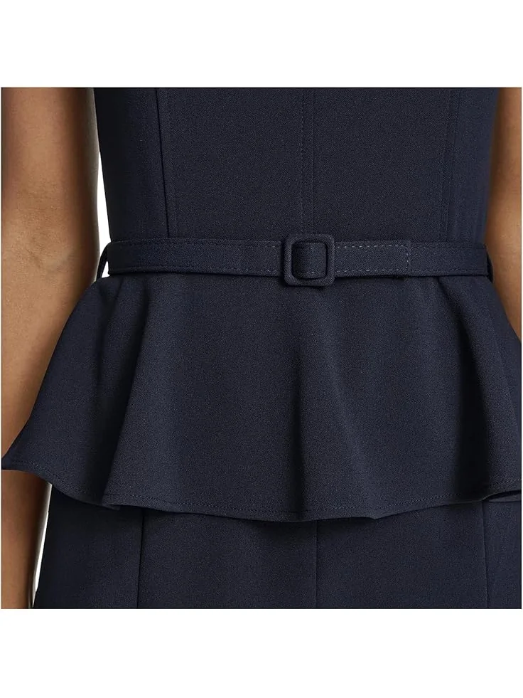 Женское платье Calvin Klein Short Sleeve Scuba Crepe Belted Peplum Aline — 5
