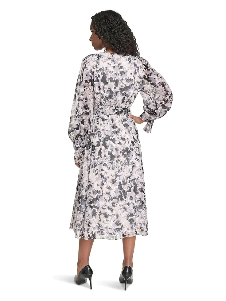 Женское платье Calvin Klein V-Neck Long Sleeve Chiffon Midi — 3