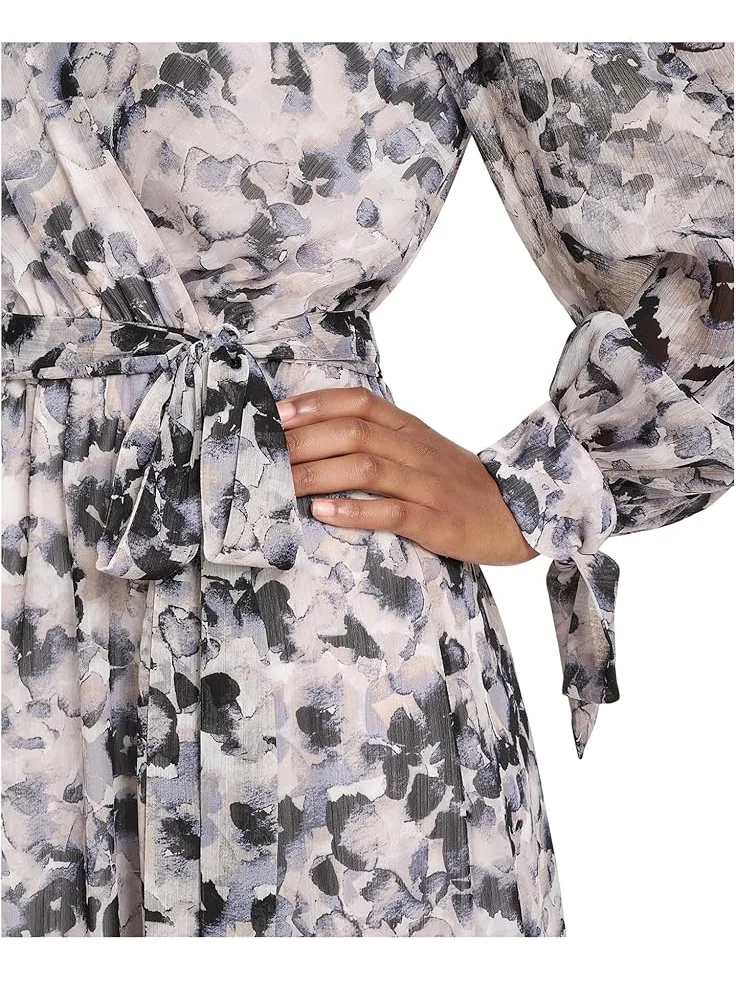 Женское платье Calvin Klein V-Neck Long Sleeve Chiffon Midi — 5
