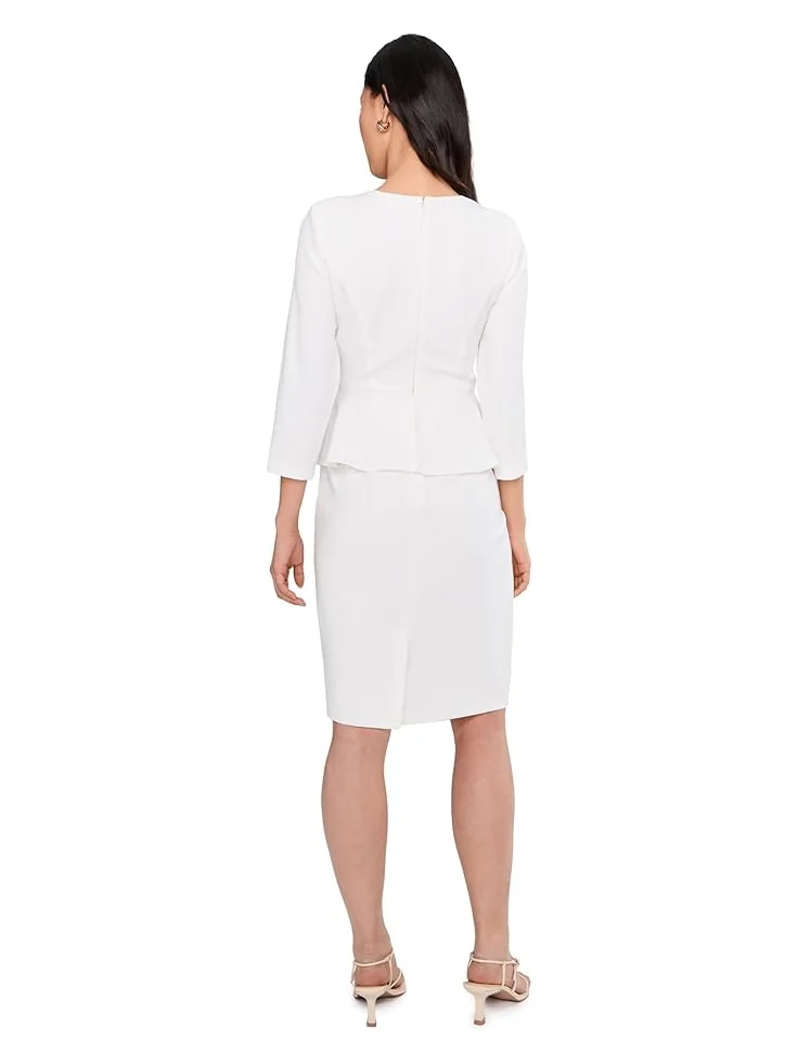 Женское короткое платье с плиссированной баской Adrianna Papell Crepe Peplum — 4