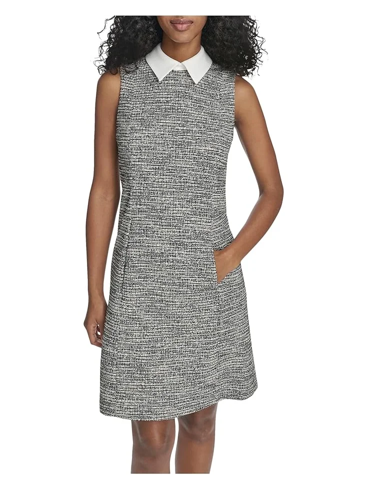 Женское платье Calvin Klein Sleeveless Tweed A-Line With Collar — 4
