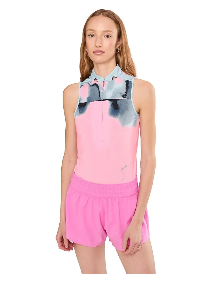 Женский поло Jamie Sadock Flare Print без рукавов — розовый