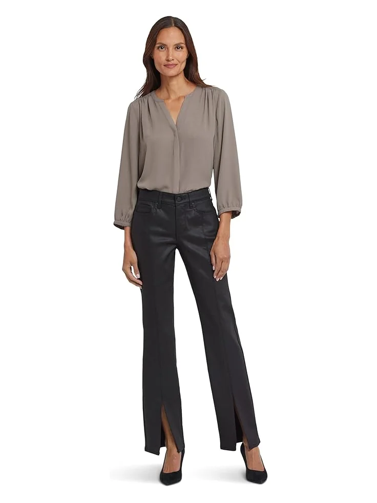 Женские джинсы NYDJ Coated Marilyn Front Slit Straight в черном цвете Coated — 1