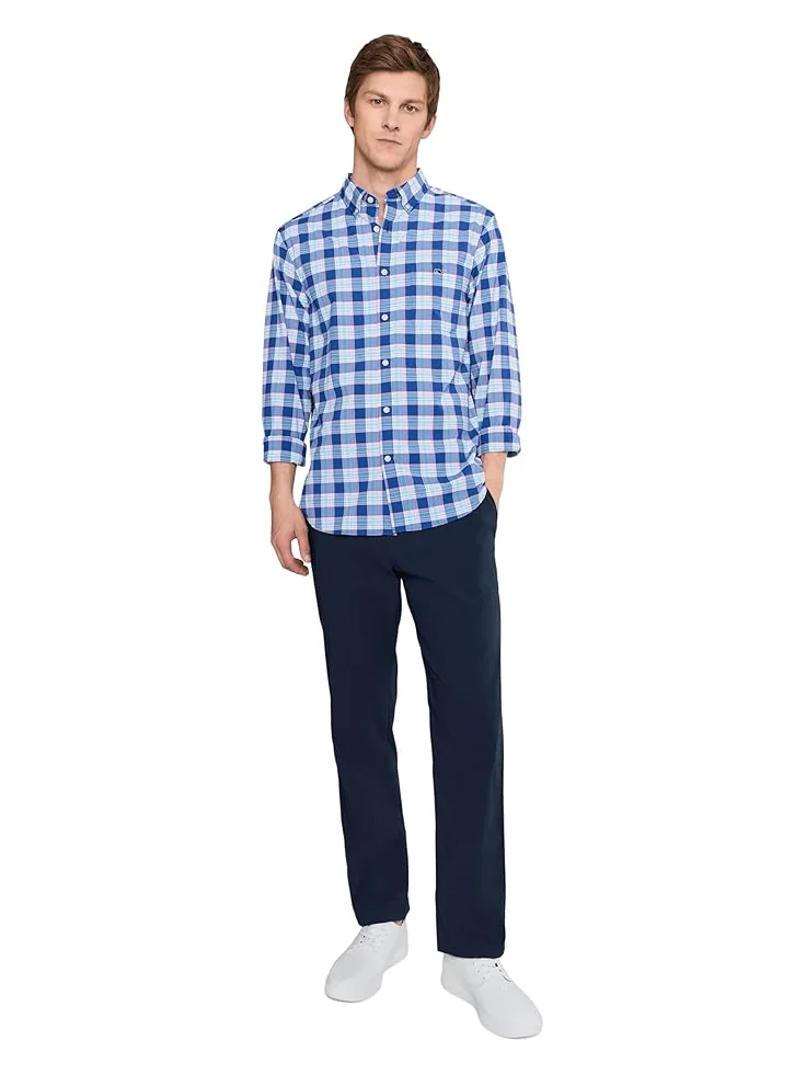 Мужская рубашка Vineyard Vines Coconut Key Plaid Featherweight Performance, Royal Ocean — 2