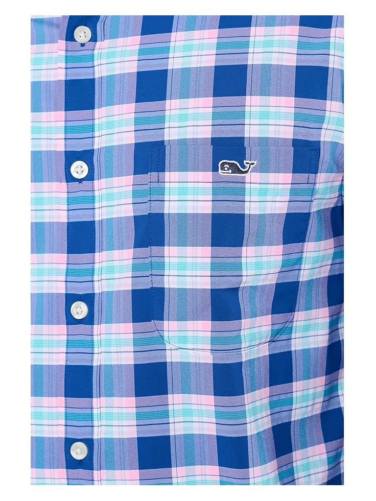 Мужская рубашка Vineyard Vines Coconut Key Plaid Featherweight Performance, Royal Ocean — 5