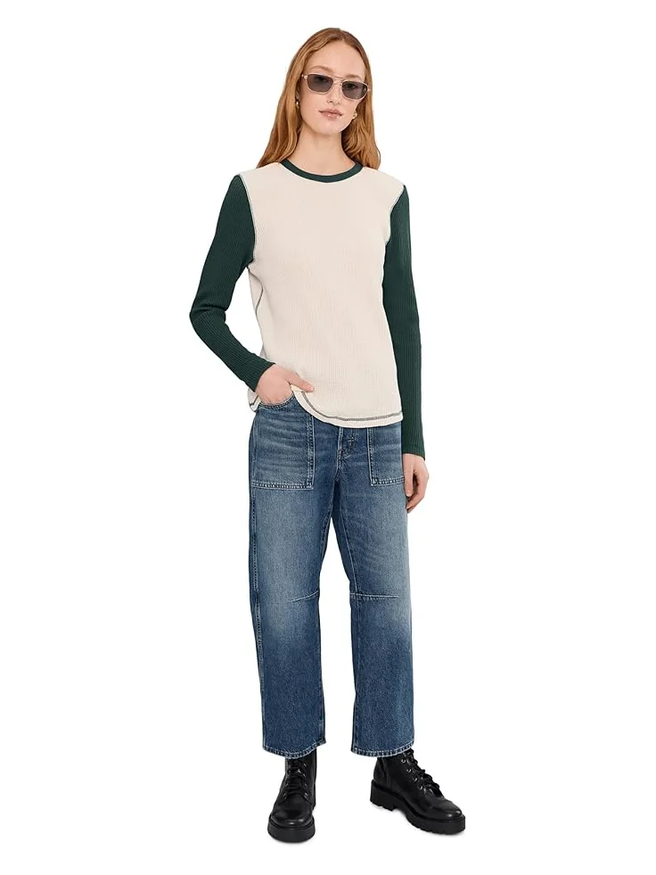 Женская футболка Faherty Apres Waffle Layering, Seamoss Varsity — 2
