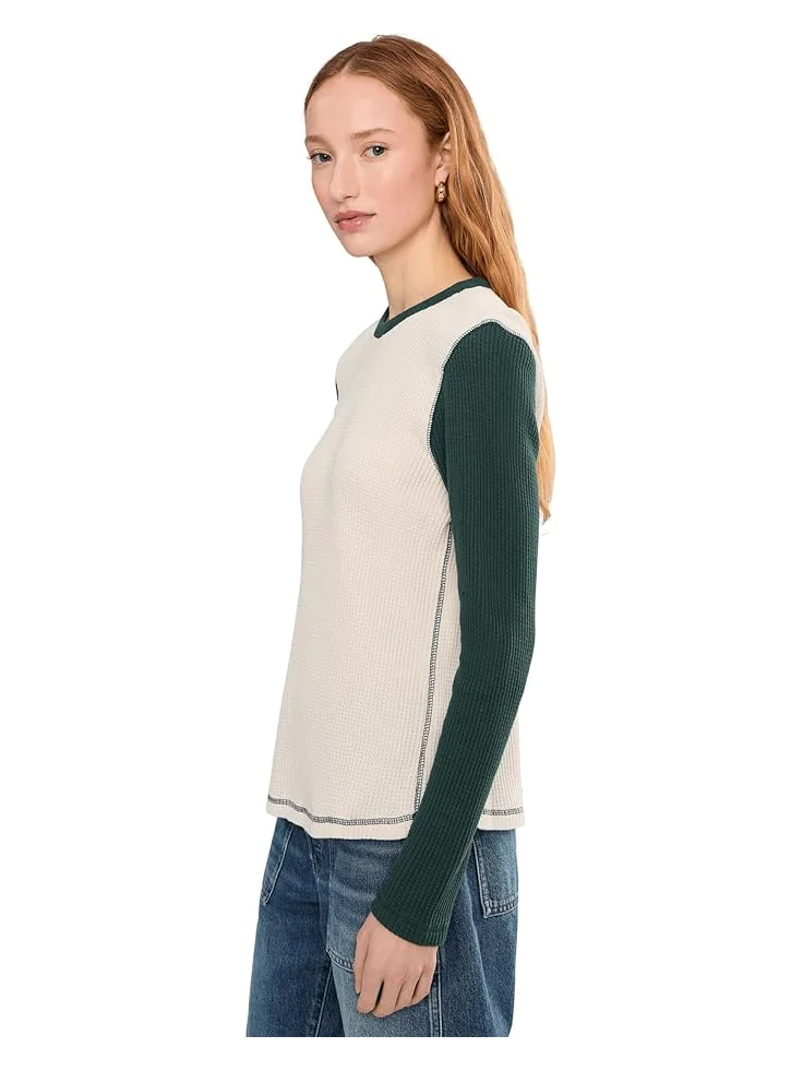 Женская футболка Faherty Apres Waffle Layering, Seamoss Varsity — 3