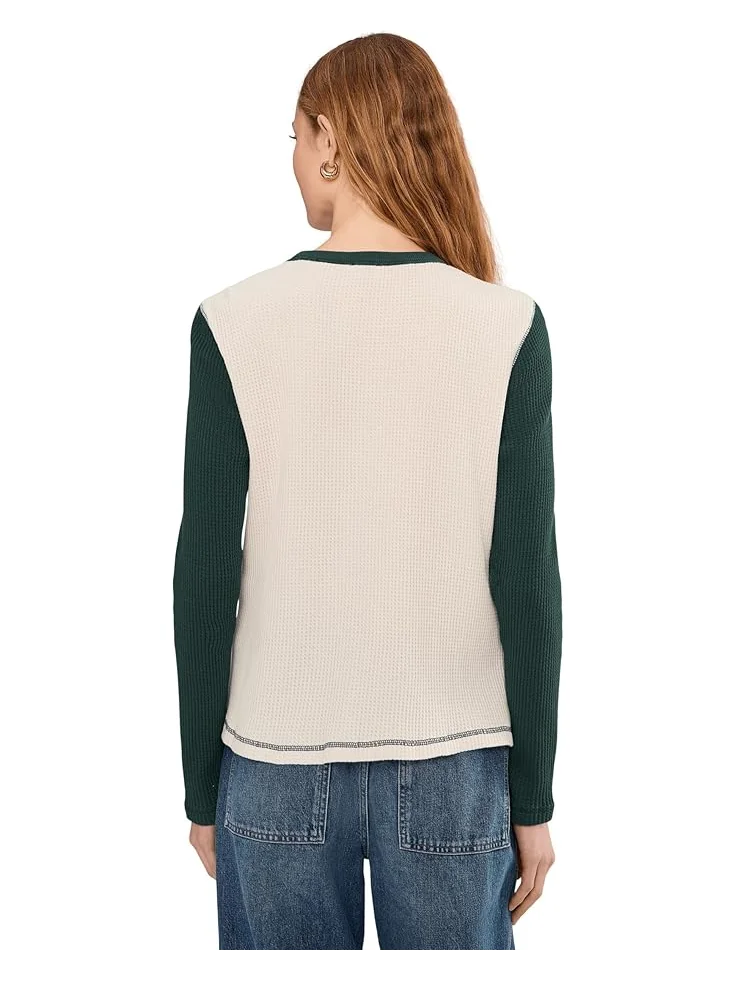 Женская футболка Faherty Apres Waffle Layering, Seamoss Varsity — 4