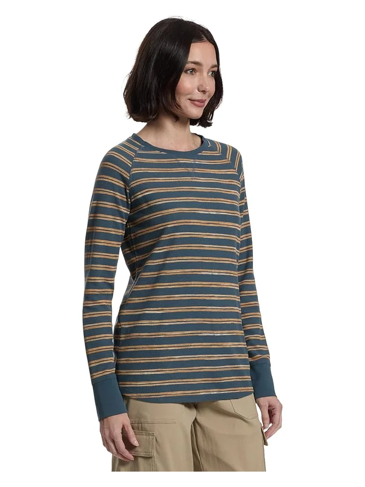 Женская футболка L.L.Bean Unshrinkable Mini-Waffle Tee Long Sleeve Crew Neck Stripe — 2