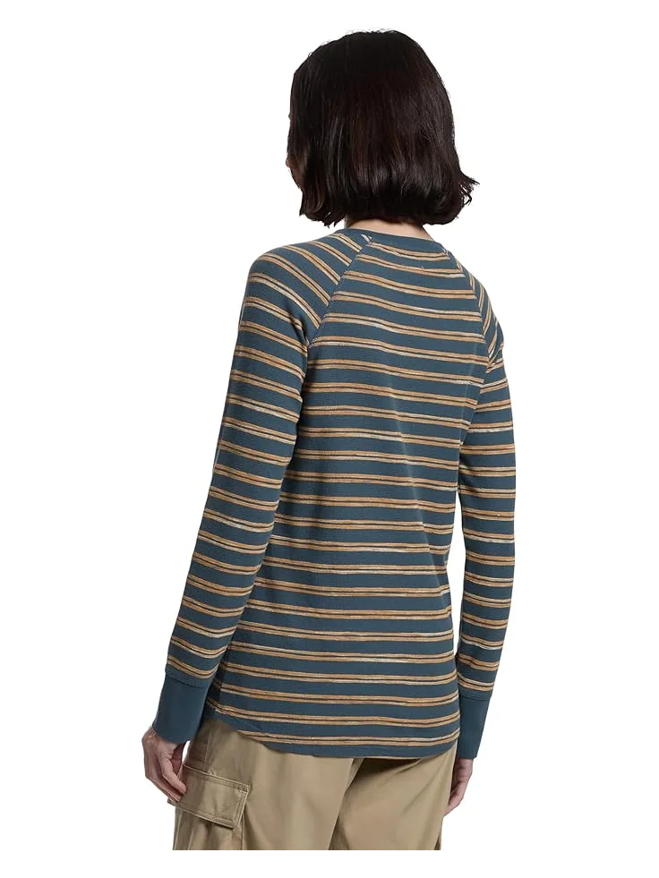 Женская футболка L.L.Bean Unshrinkable Mini-Waffle Tee Long Sleeve Crew Neck Stripe — 3