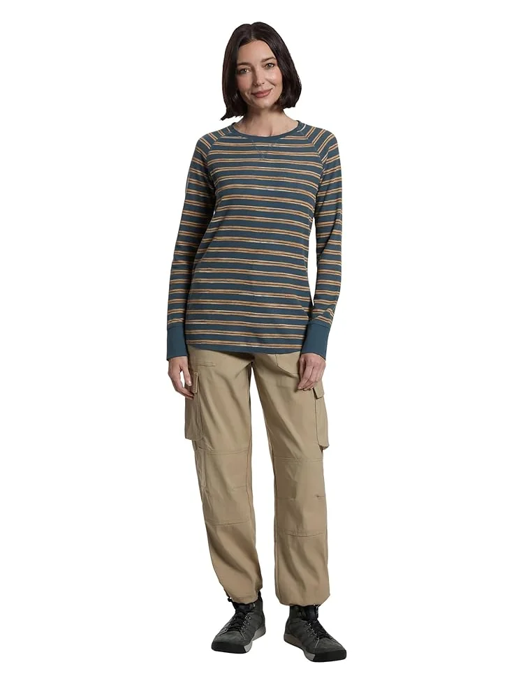 Женская футболка L.L.Bean Unshrinkable Mini-Waffle Tee Long Sleeve Crew Neck Stripe — 5