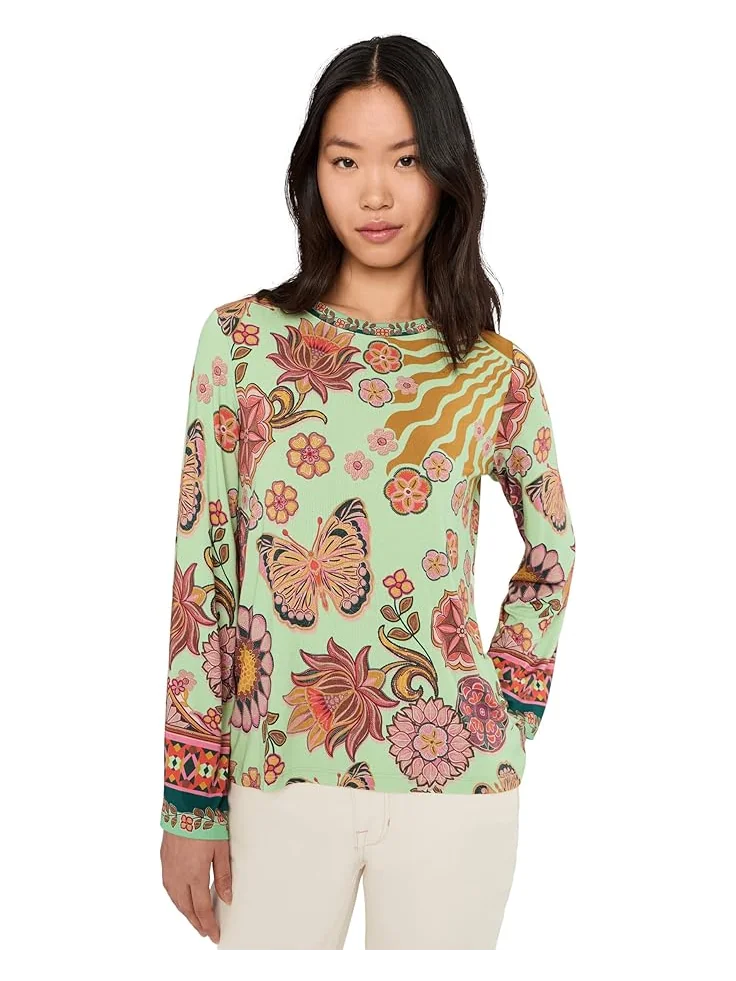 Женская футболка Johnny Was The Janie Favorite Flare Sleeve Crew Neck - End — зеленый