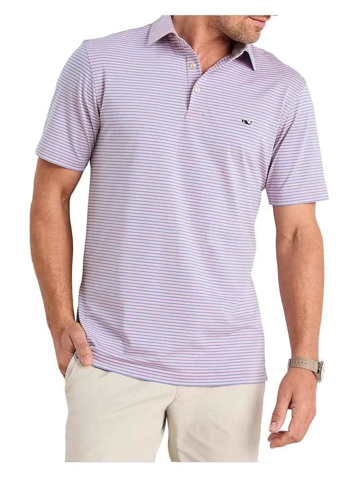 Мужская поло Vineyard Vines Bradley Stripe Sankaty, Hibiscus Tejeda — 1