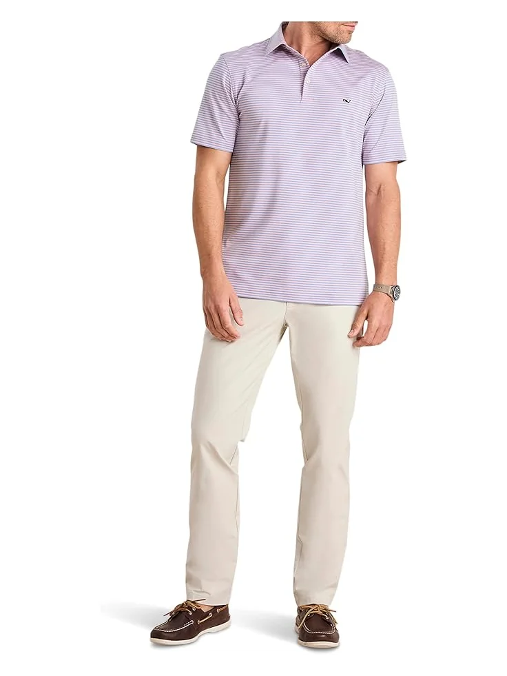 Мужская поло Vineyard Vines Bradley Stripe Sankaty, Hibiscus Tejeda — 3