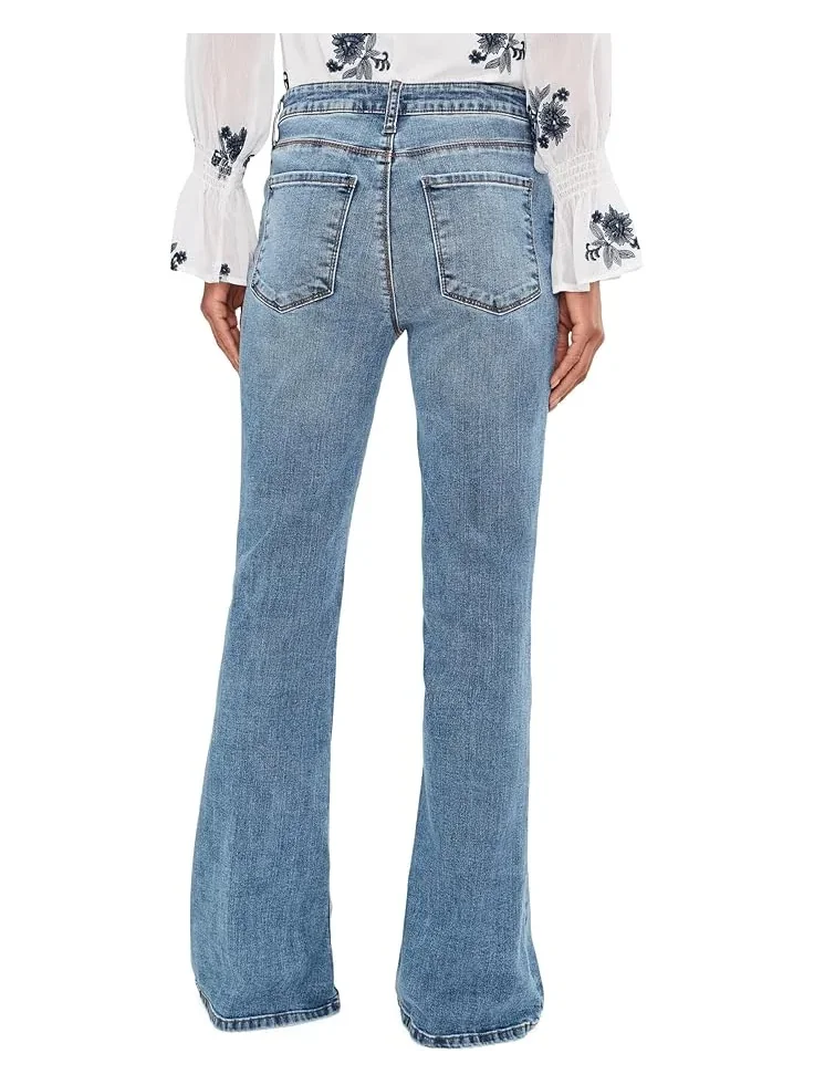 Женская модель Ana High Rise Fab Ab Flare-Baby Dn All Over KUT from the Kloth, Obtain — 4