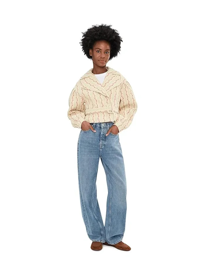 Пальто тренч укороченное с поясом Pastel Floral Stripe, Avec Les Filles — 2