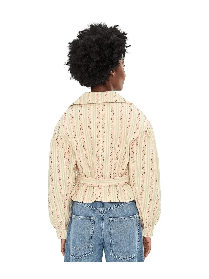 Пальто тренч укороченное с поясом Pastel Floral Stripe, Avec Les Filles — 4