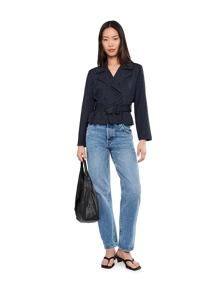 Тренчкот укороченный в полоску Petite Cropped Pinstripe Trench Jacket With Belt Liverpool Los Angeles — 2