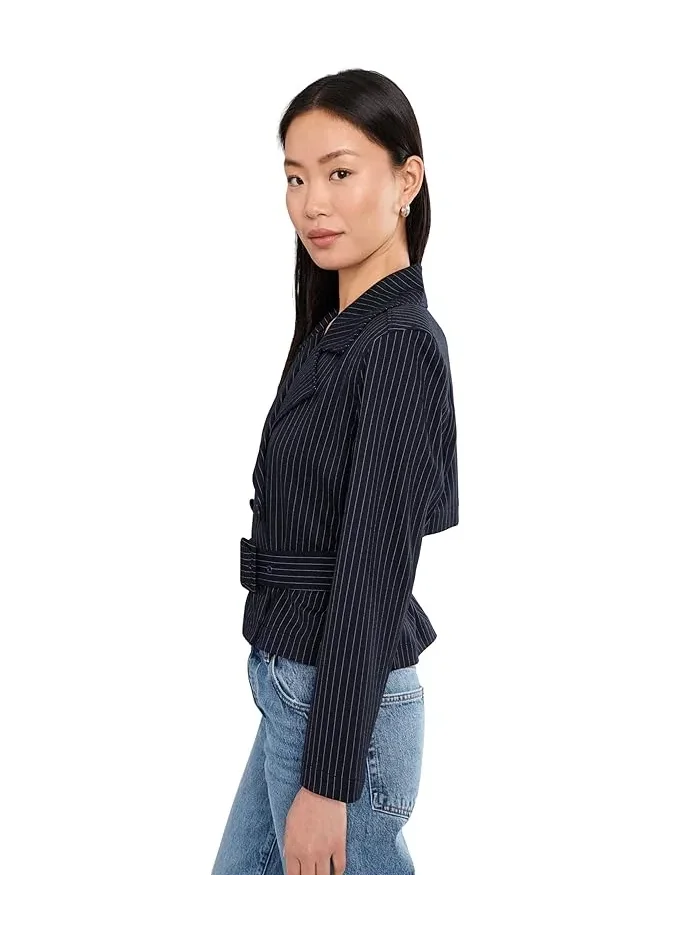 Тренчкот укороченный в полоску Petite Cropped Pinstripe Trench Jacket With Belt Liverpool Los Angeles — 3