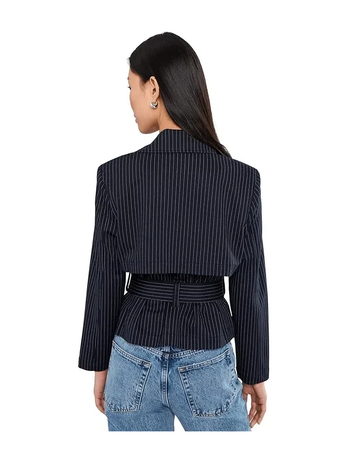 Тренчкот укороченный в полоску Petite Cropped Pinstripe Trench Jacket With Belt Liverpool Los Angeles — 4