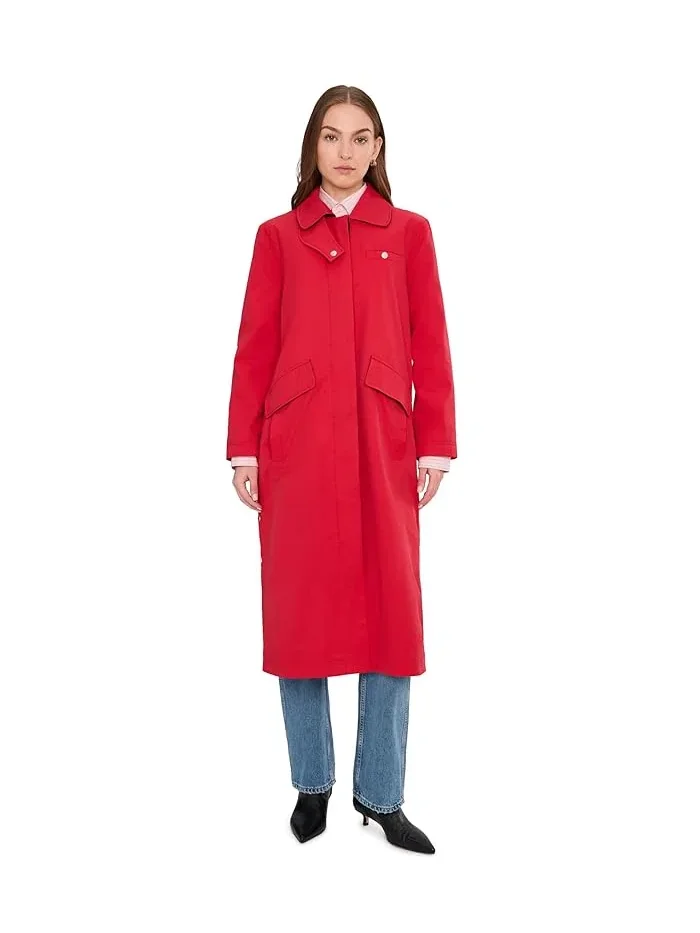 Пальто с защелками по бокам Long Barn Coat Avec Les Filles — красный